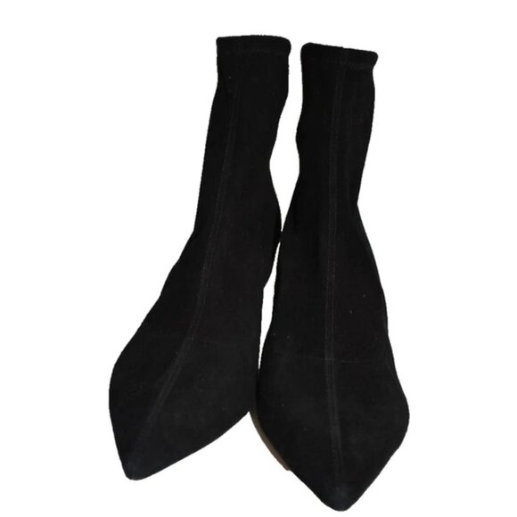 $350 Coach Restored Jade Bootie SUEDE BLACK POINTY GOLD "C" HEEL SOCK 9.5 (MG12) - Picture 3 of 7